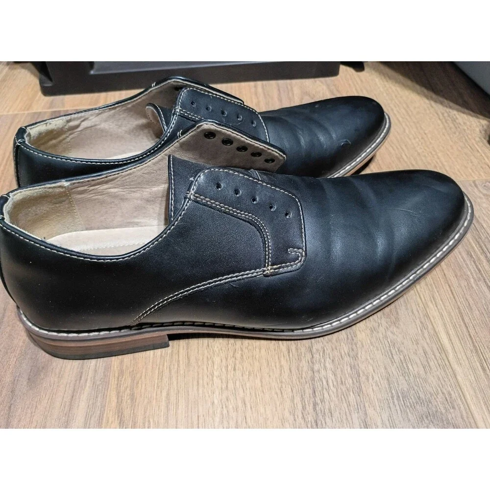 Dexter Men's Comfort Memory Foam Black Faux Leather Oxford Shoes Size 10.5